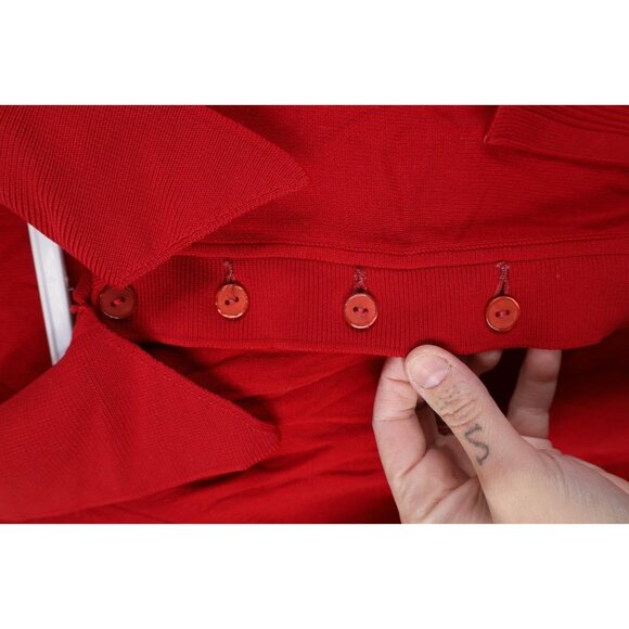 Vintage 50s 60s Streetwear Mens Large Ban Lon Knit Collared Pullover Polo Red - Picture 6 of 16